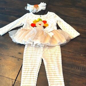 Kids Thanksgiving Turkey Costume Set - White and Gold